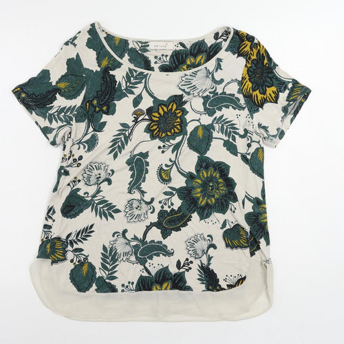 Per Una Womens Beige Floral Viscose Basic Blouse Size 14 Boat Neck