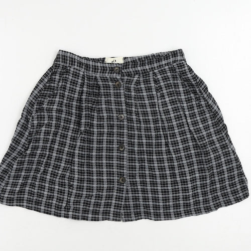 Urban renewal Womens Grey Plaid Viscose Mini Skirt Size S Button - Pockets