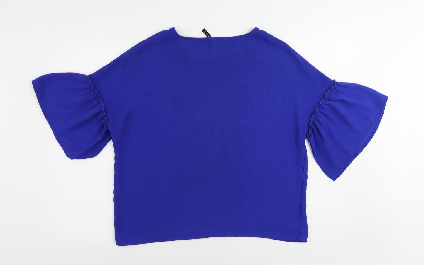 Stradivarius Womens Blue Polyester Basic Blouse Size M Round Neck