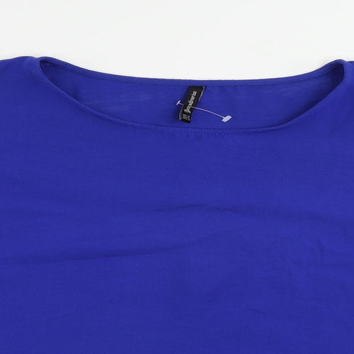 Stradivarius Womens Blue Polyester Basic Blouse Size M Round Neck