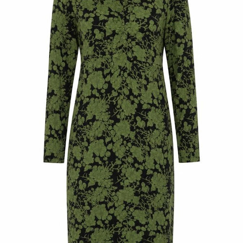 Mamalicious Womens Green Floral Viscose Bodycon Size L Mock Neck Pullover