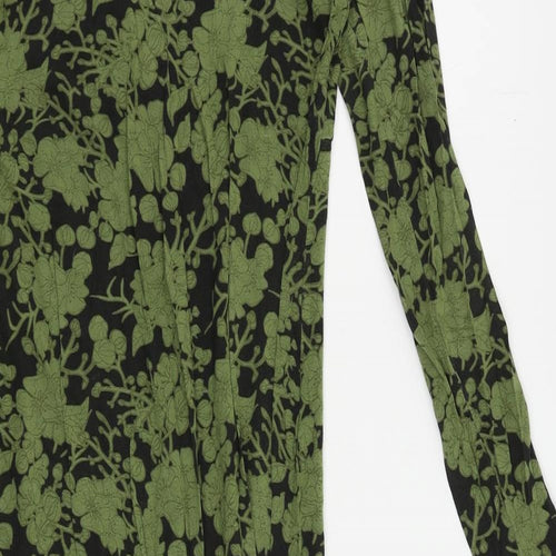 Mamalicious Womens Green Floral Viscose Bodycon Size L Mock Neck Pullover
