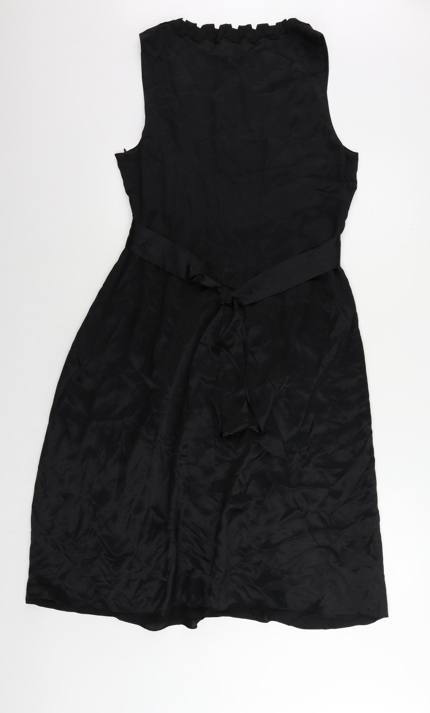 Phase Eight Womens Black Silk A-Line Size 14 Scoop Neck Zip - Embellished
