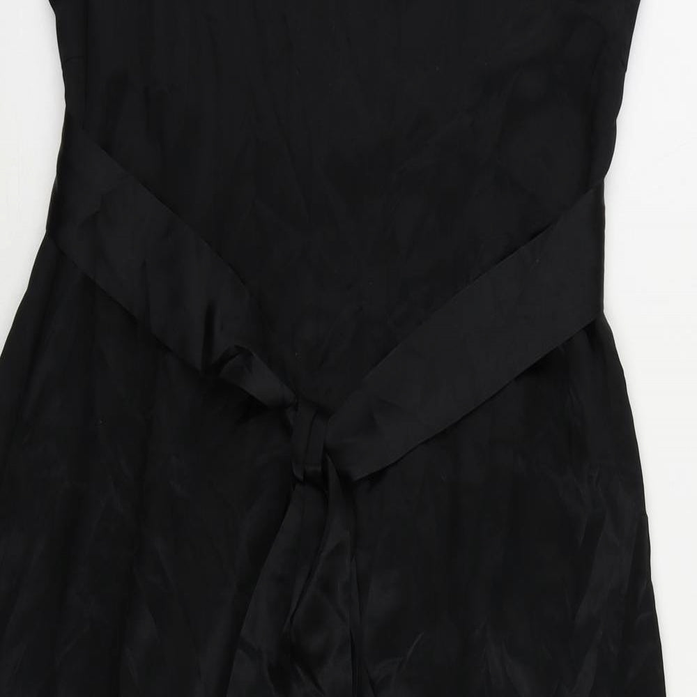 Phase Eight Womens Black Silk A-Line Size 14 Scoop Neck Zip - Embellished