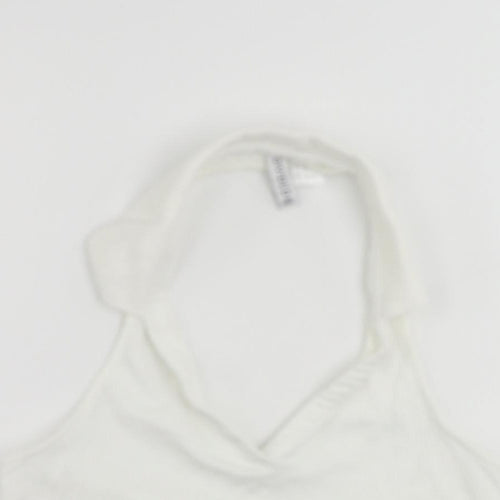 Divided by H&M Womens White Cotton Cropped Tank Size M Halter - Backless