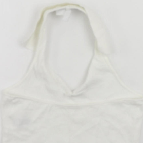 Divided by H&M Womens White Cotton Cropped Tank Size M Halter - Backless