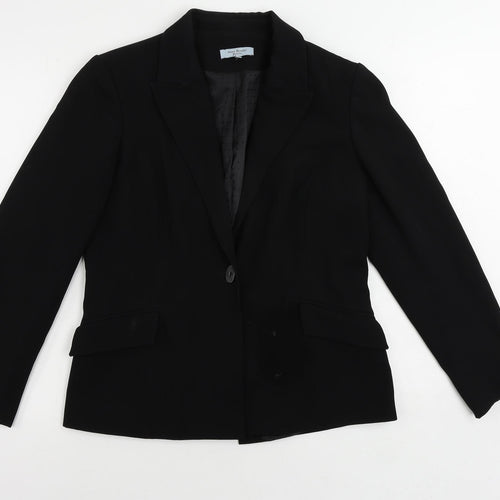 Anne Brooks Womens Black Jacket Blazer Size 14 Button
