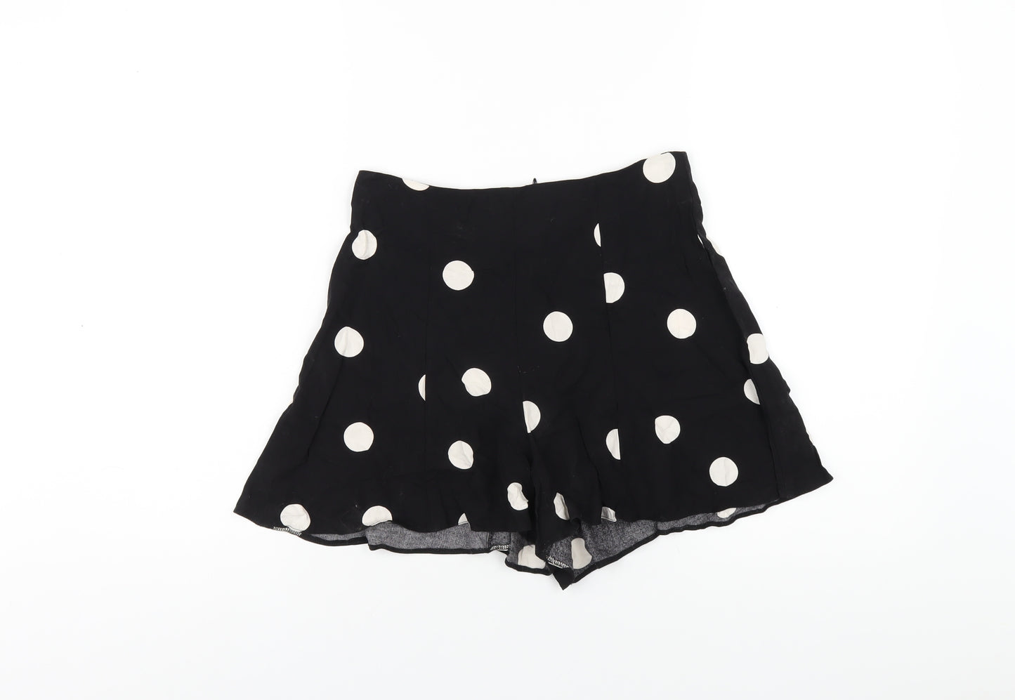 New Look Womens Black Polka Dot Vinyl Basic Shorts Size 6 Regular Zip