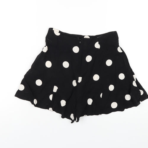 New Look Womens Black Polka Dot Vinyl Basic Shorts Size 6 Regular Zip