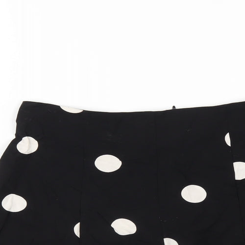 New Look Womens Black Polka Dot Vinyl Basic Shorts Size 6 Regular Zip