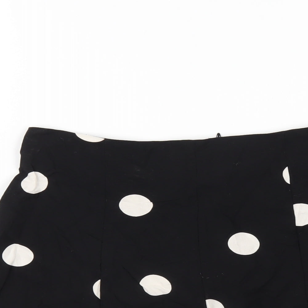 New Look Womens Black Polka Dot Vinyl Basic Shorts Size 6 Regular Zip
