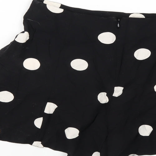 New Look Womens Black Polka Dot Vinyl Basic Shorts Size 6 Regular Zip
