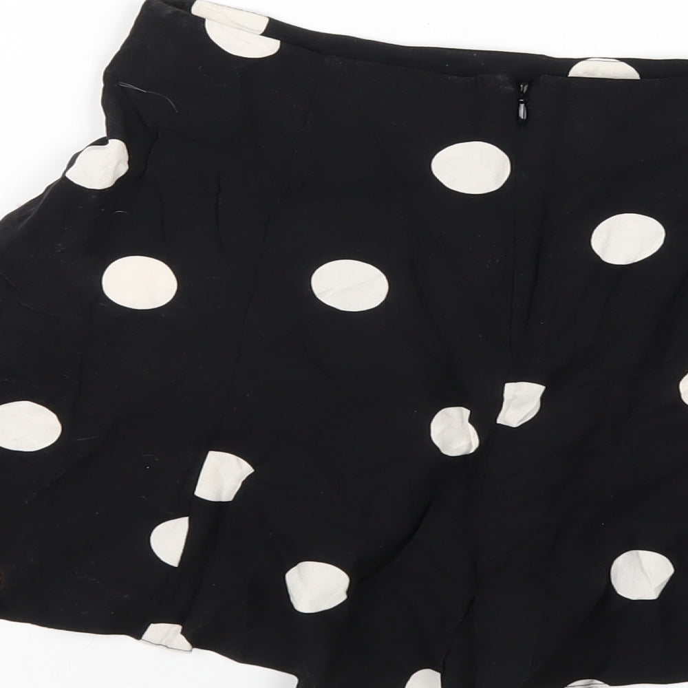 New Look Womens Black Polka Dot Vinyl Basic Shorts Size 6 Regular Zip