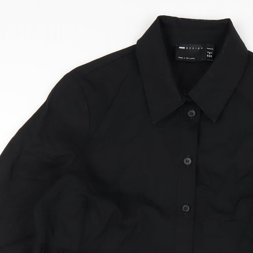 ASOS Womens Black Cotton Shirt Dress Size 8 Collared Button