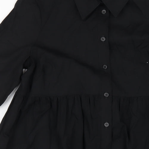 ASOS Womens Black Cotton Shirt Dress Size 8 Collared Button