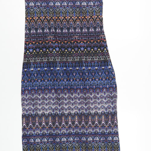 Boohoo Womens Multicoloured Geometric Polyester Bodycon Size 14 Scoop Neck Pullover