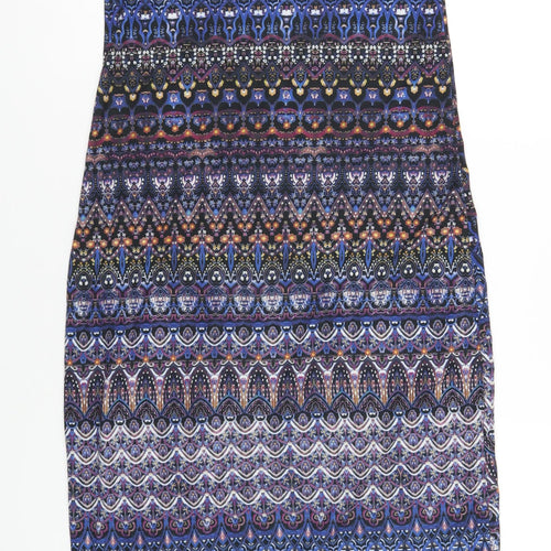 Boohoo Womens Multicoloured Geometric Polyester Bodycon Size 14 Scoop Neck Pullover