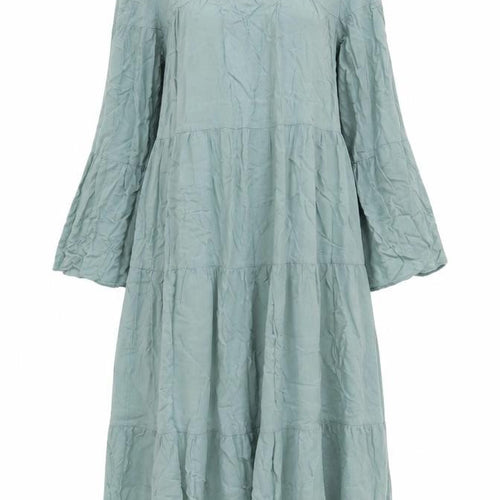 Benin Style Womens Green Viscose A-Line Size 10 Round Neck Zip