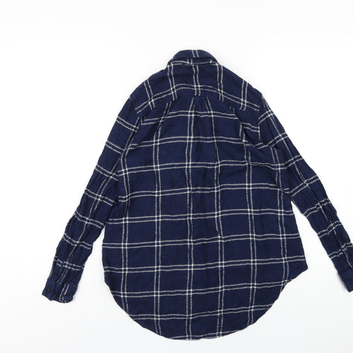 Topshop Womens Blue Plaid Viscose Basic Blouse Size 8 Collared