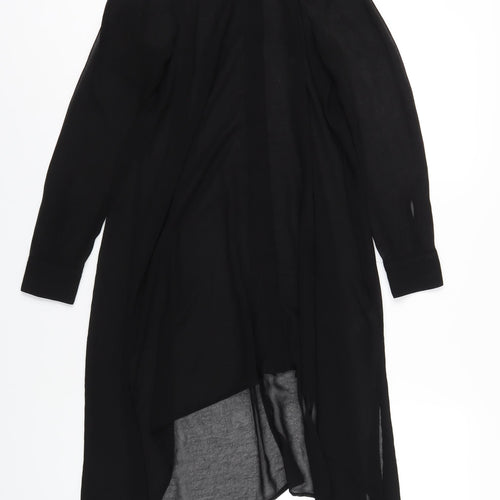 H&M Womens Black Polyester Shirt Dress Size 6 Collared Button