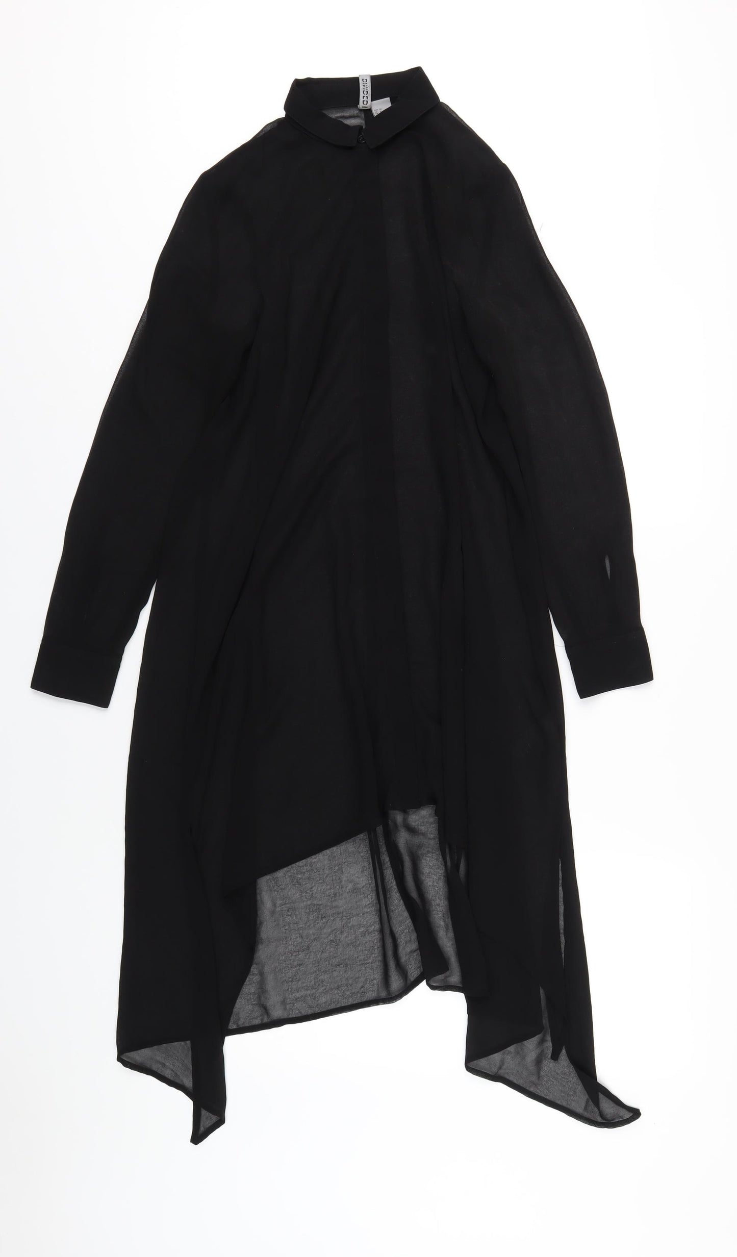 H&M Womens Black Polyester Shirt Dress Size 6 Collared Button