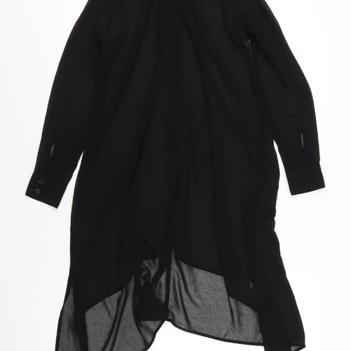 H&M Womens Black Polyester Shirt Dress Size 6 Collared Button