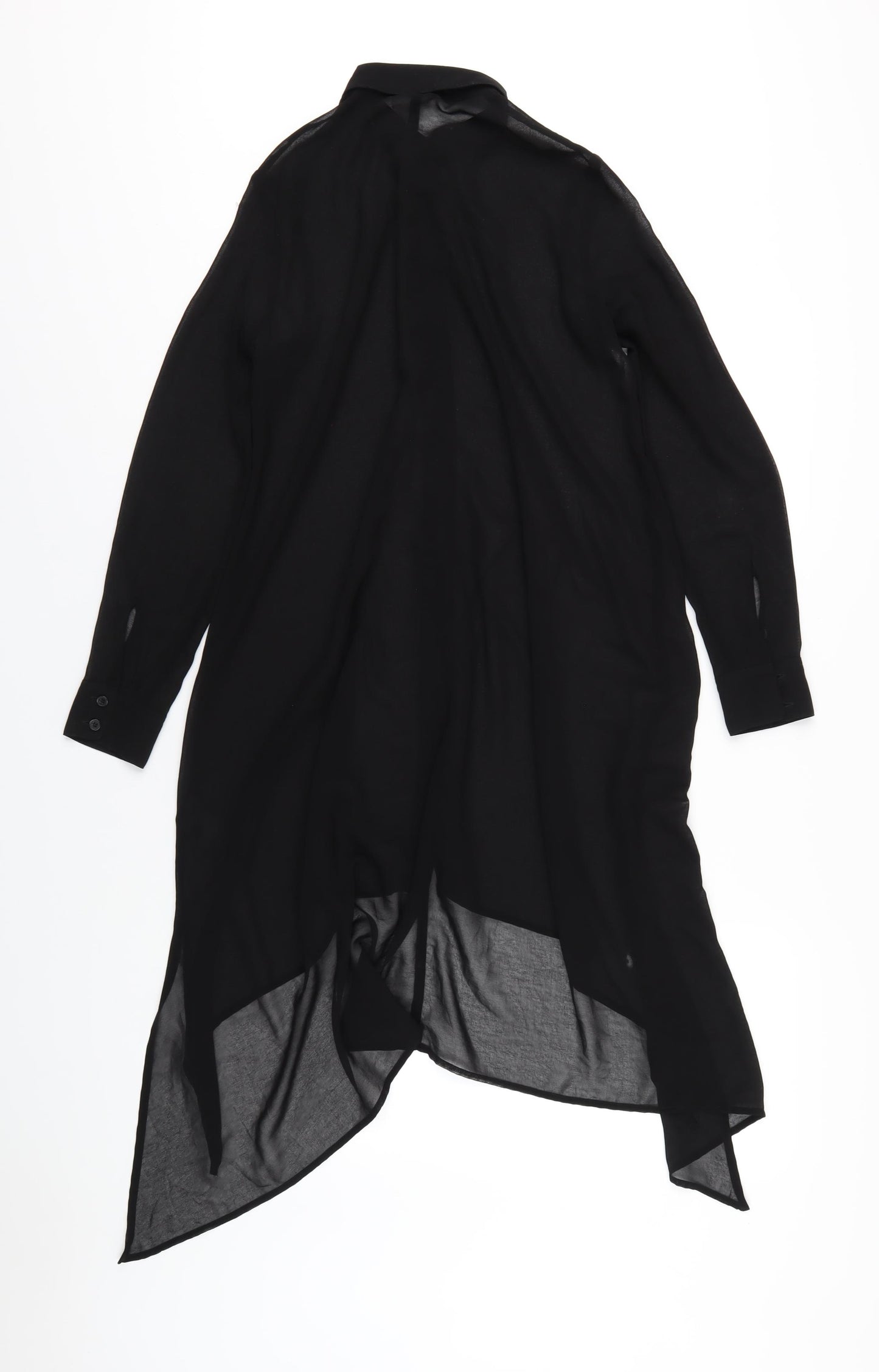 H&M Womens Black Polyester Shirt Dress Size 6 Collared Button