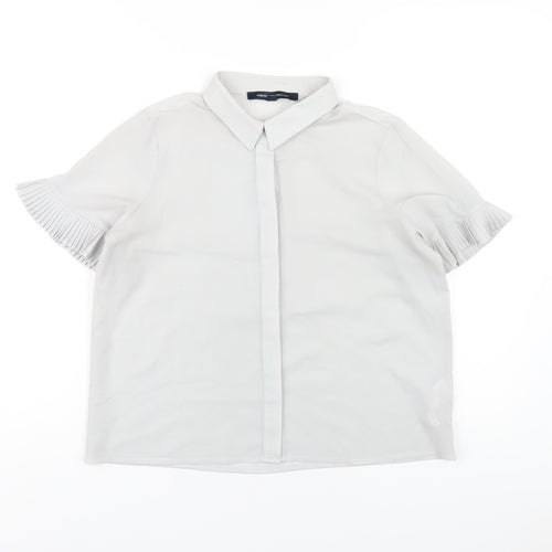 French Connection Womens Grey Polyester Basic Button-Up Size S Collared