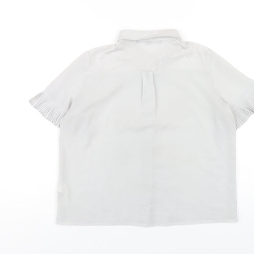 French Connection Womens Grey Polyester Basic Button-Up Size S Collared