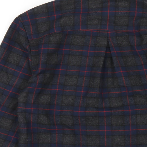 River Island Mens Multicoloured Plaid Polyester Button-Up Size XS Collared Button