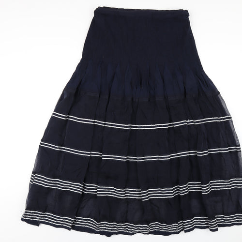 Per Una Womens Blue Viscose A-Line Skirt Size 14