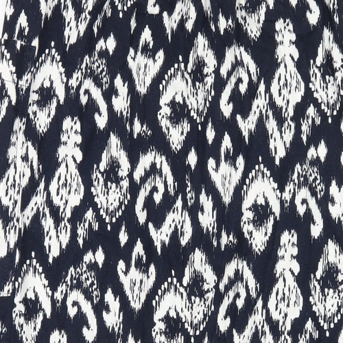 Marks and Spencer Womens Blue Geometric Linen A-Line Skirt Size 10