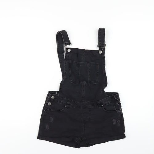 New Look Girls Black Cotton Dungaree One-Piece Size 14 Years Buckle
