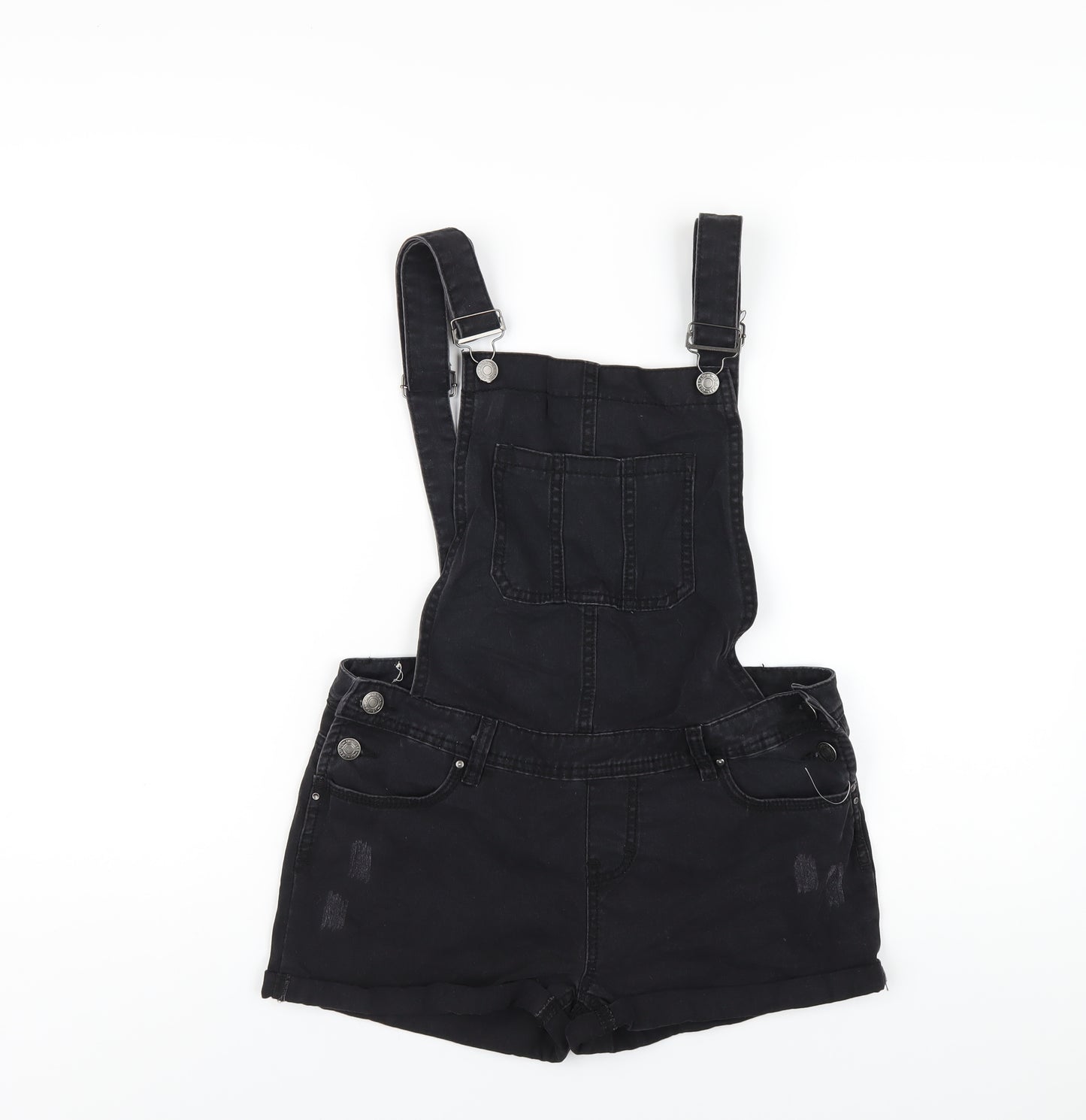 New Look Girls Black Cotton Dungaree One-Piece Size 14 Years Buckle