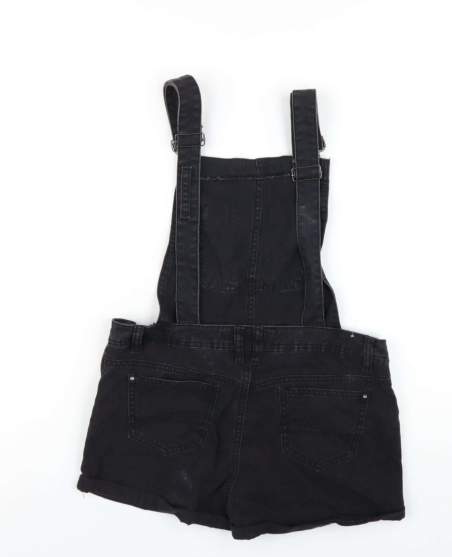 New Look Girls Black Cotton Dungaree One-Piece Size 14 Years Buckle