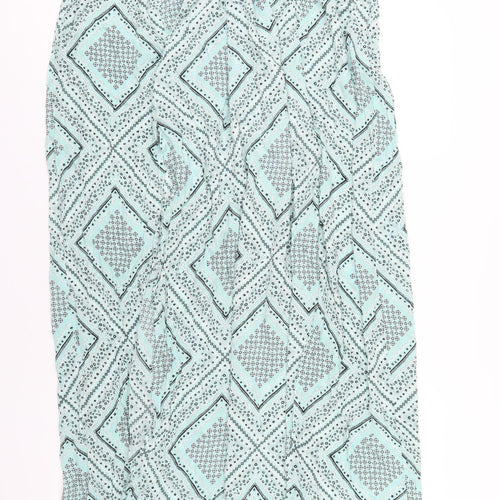 ASOS Womens Green Geometric Viscose A-Line Skirt Size 18