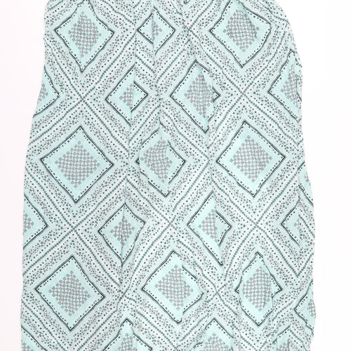 ASOS Womens Green Geometric Viscose A-Line Skirt Size 18