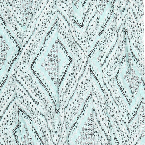 ASOS Womens Green Geometric Viscose A-Line Skirt Size 18