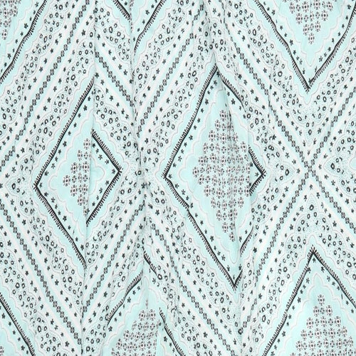 ASOS Womens Green Geometric Viscose A-Line Skirt Size 18