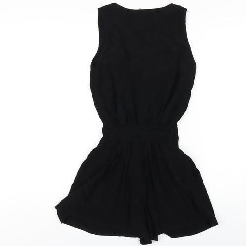 Miss Selfridge Womens Black Vinyl Playsuit One-Piece Size 10 Zip