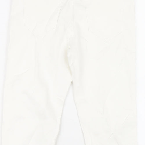 Marks and Spencer Girls White Cotton Skinny Jeans Size 8-9 Years L23 in Regular Zip