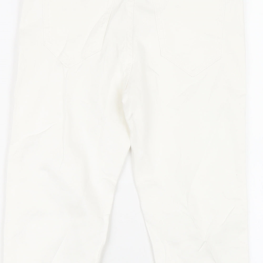 Marks and Spencer Girls White Cotton Skinny Jeans Size 8-9 Years L23 in Regular Zip