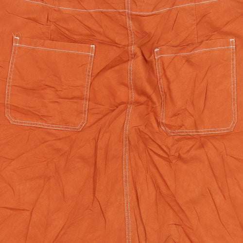 Marks and Spencer Womens Orange Cotton A-Line Skirt Size 16 Button