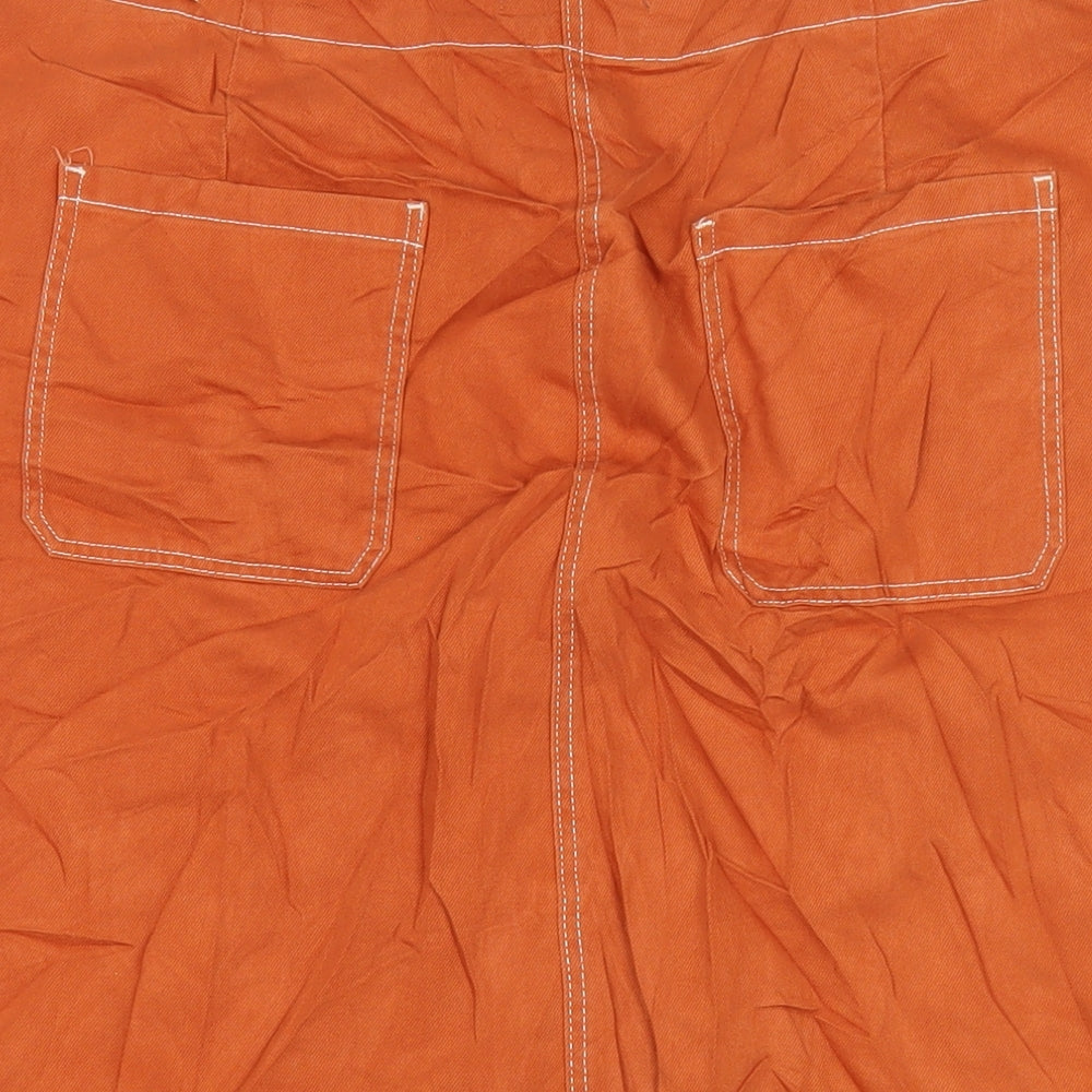 Marks and Spencer Womens Orange Cotton A-Line Skirt Size 16 Button