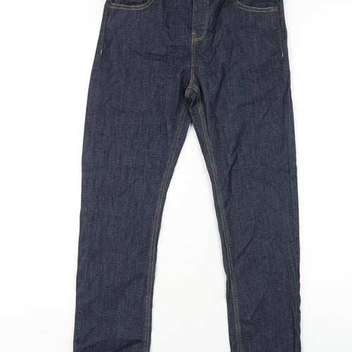 Marks and Spencer Boys Blue Cotton Straight Jeans Size 10-11 Years L27 in Regular Zip