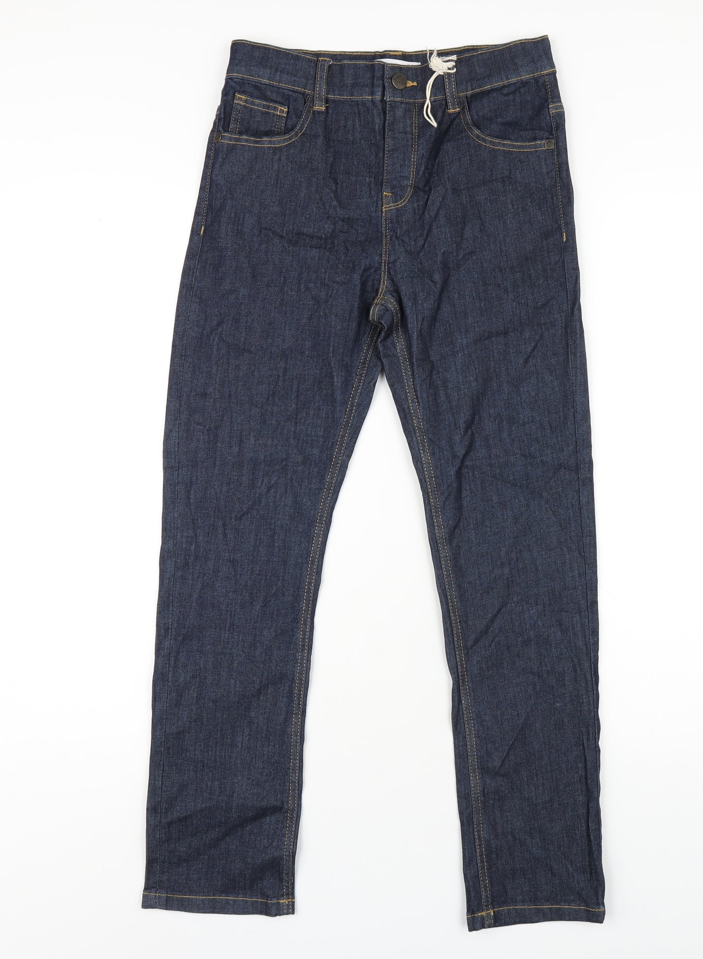 Marks and Spencer Boys Blue Cotton Straight Jeans Size 10-11 Years L27 in Regular Zip