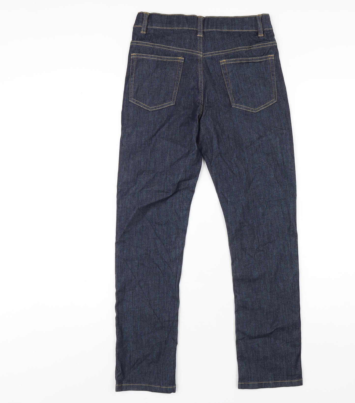 Marks and Spencer Boys Blue Cotton Straight Jeans Size 10-11 Years L27 in Regular Zip