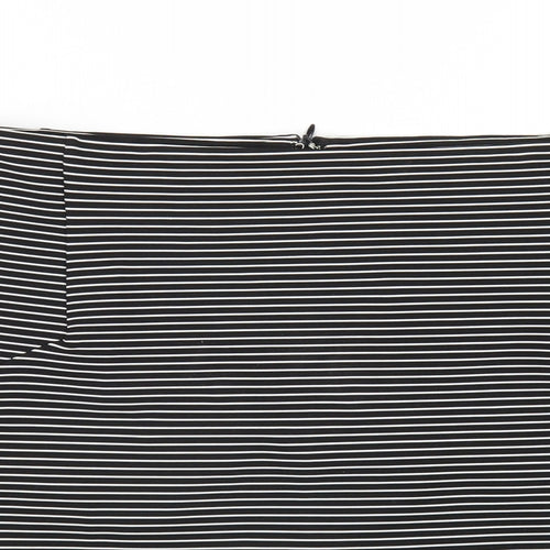 Topshop Womens Black Striped Polyester A-Line Skirt Size 12 Zip