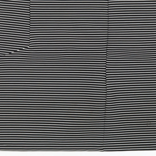Topshop Womens Black Striped Polyester A-Line Skirt Size 12 Zip