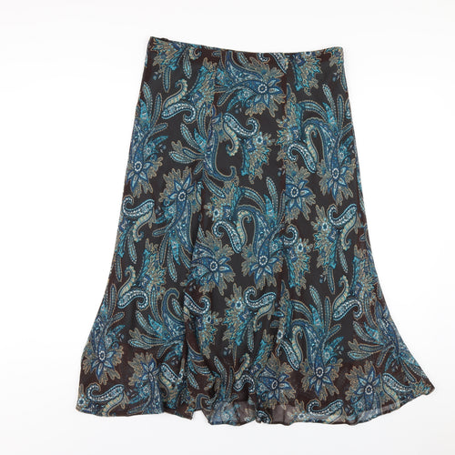Damart Womens Multicoloured Geometric Polyester A-Line Skirt Size 14